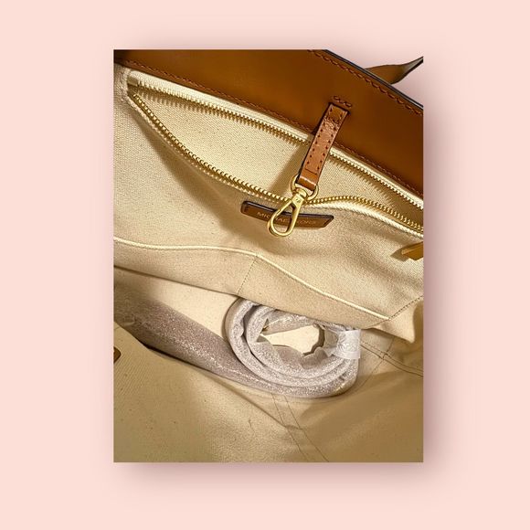 Michael Kors Marie Medium Cage Tote Bag Canvas‎ Leather Stripes - Picture 9 of 10